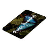 Blauer Morpho-Schmetterling, Happy Hanukkah Magnet (Linke Seite)