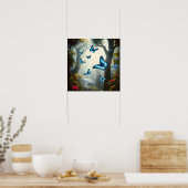 Blauer Morpho Schmetterling im Regenwald Poster (Küche)