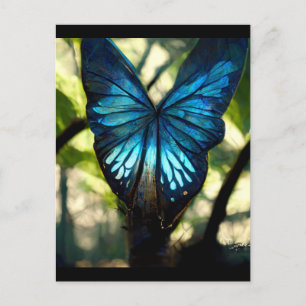 Blauer Morpho-Schmetterling im Wald Postkarte