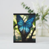 Blauer Morpho-Schmetterling im Wald Postkarte (Stehend Vorderseite)