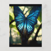 Blauer Morpho-Schmetterling im Wald Postkarte (Vorderseite)