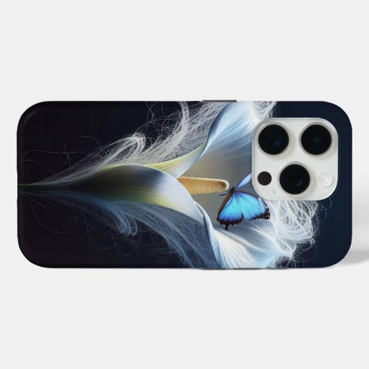 Blauer Morpho-Schmetterling in Lilie Case-Mate iPhone Hülle (Rückseite (Horizontal))