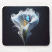 Blauer Morpho-Schmetterling in Lilie Mousepad (Vorne)
