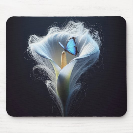 Blauer Morpho-Schmetterling in Lilie Mousepad (Vorne)