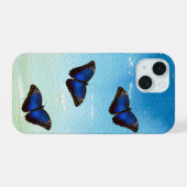 Blauer Morpho-Schmetterling iPhone 15 Hülle (Rückseite (Horizontal))