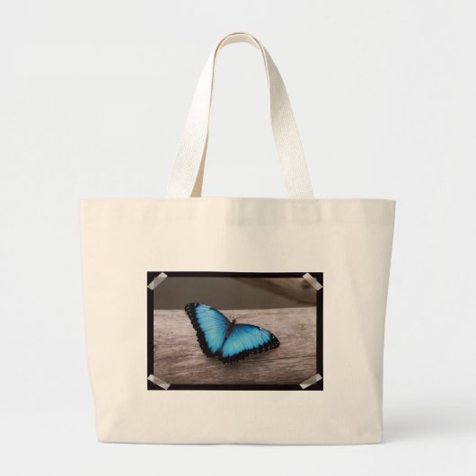 Blauer Morpho Schmetterling Jumbo Stoffbeutel (Vorne)