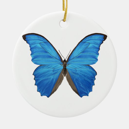 Blauer Morpho Schmetterling Keramikornament (Vorne)