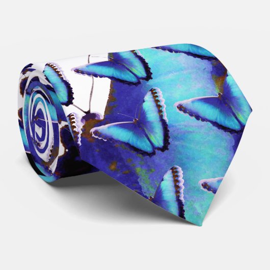 Blauer Morpho-Schmetterling-Krawatte Krawatte (Gerollt)