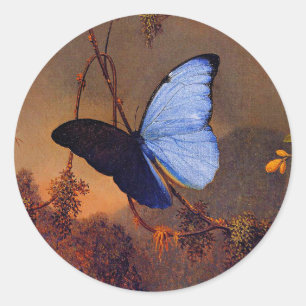 Blauer Morpho Schmetterling, Kunst, Runder Aufkleber