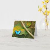 BLAUER MORPHO SCHMETTERLING NOTECARD KARTE (Gelbe Blume)