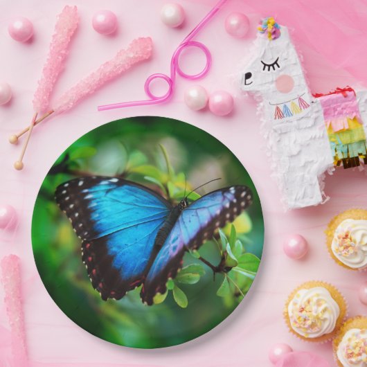 Blauer Morpho Schmetterling Pappteller (Party)