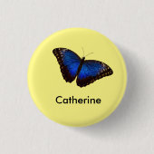 Blauer Morpho Schmetterling personalisiert Button (Vorderseite)
