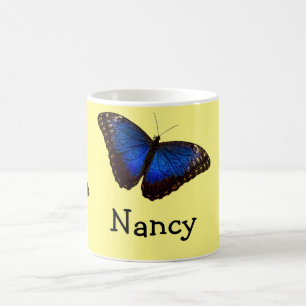 Blauer Morpho Schmetterling personalisiert Kaffeetasse
