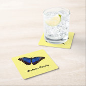 Blauer Morpho Schmetterling personalisiert Rechteckiger Pappuntersetzer (Vor Ort)