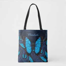 Blauer Morpho Schmetterling personalisiert Tasche