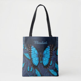 Blauer Morpho Schmetterling personalisiert Tasche