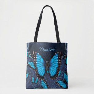 Blauer Morpho Schmetterling personalisiert Tasche
