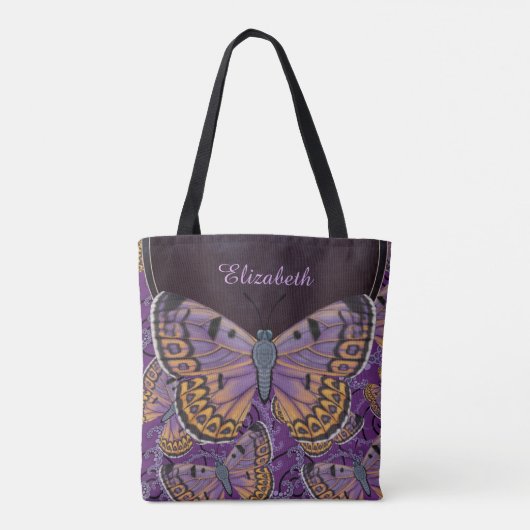 Blauer Morpho Schmetterling personalisiert Tasche (Rückseite)