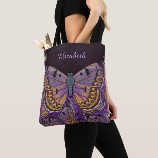 Blauer Morpho Schmetterling personalisiert Tasche (Von Nahem)