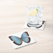 Blauer Morpho Schmetterling Rechteckiger Pappuntersetzer (Vor Ort)