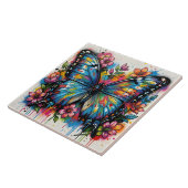 Blauer Morpho-Schmetterling Street Art Graffiti Gr Fliese (Seite)