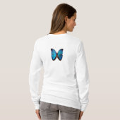 Blauer Morpho Schmetterling T-Shirt (Schwarz voll)