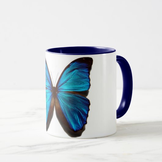 Blauer morpho Schmetterling Tasse (VorderseiteRechts)