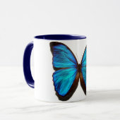 Blauer morpho Schmetterling Tasse (Vorderseite Links)