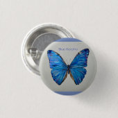 Blauer Morpho Schmetterlingkleiner Pin-/knopf Button (Vorne & Hinten)
