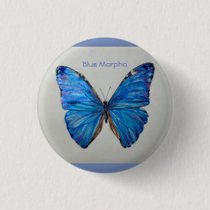 Blauer Morpho Schmetterlingkleiner Pin-/knopf Button