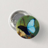 Blauer Morpho Schmetterlings-Knopf Button (Vorne & Hinten)