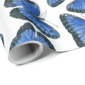 Blauer Morpho-Schmetterlingsmuster Verpackungspapp Geschenkpapier (Rolleneckpunkt)
