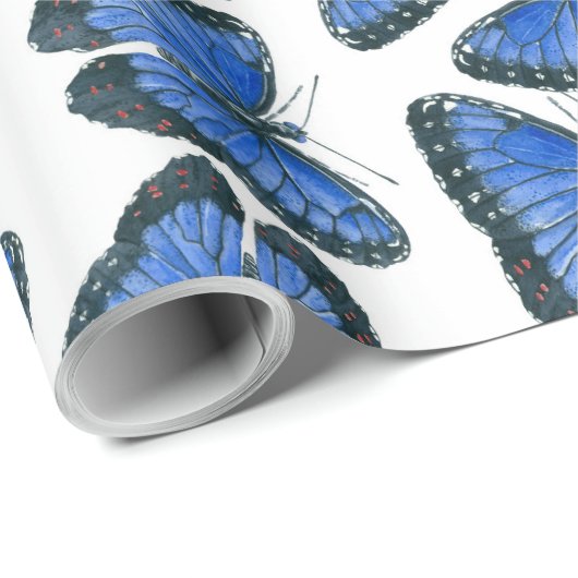 Blauer Morpho-Schmetterlingsmuster Verpackungspapp Geschenkpapier (Rolleneckpunkt)