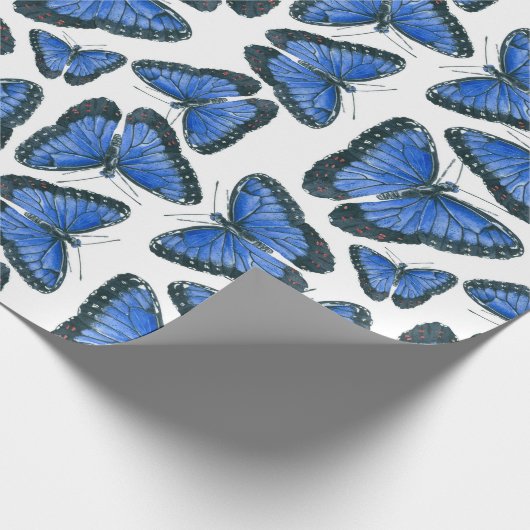 Blauer Morpho-Schmetterlingsmuster Verpackungspapp Geschenkpapier (Ecke)