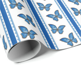 Blauer Morpho-Streifen Geschenkpapier
