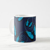 Blauer Morpho Strudel-Schmetterling Kaffeetasse (Vorderseite Links)