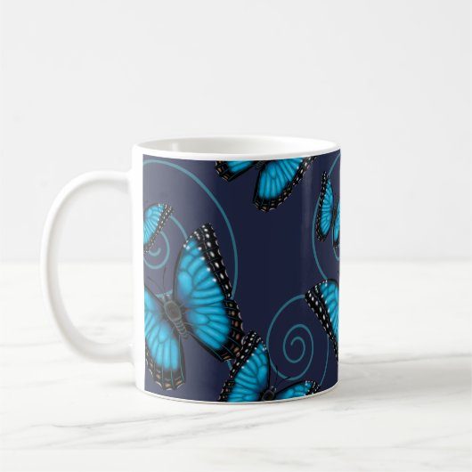 Blauer Morpho Strudel-Schmetterling Kaffeetasse (Links)