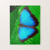 Blauer Morphofalter Schmetterling. Puzzle (Vertikal)