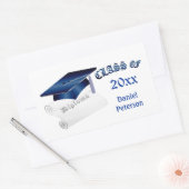 Blauer Mörtel und Diplom, Klasse jedes Jahres Rechteckiger Aufkleber (Umschlag)