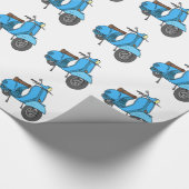 Blauer Motorroller Geschenkpapier (Ecke)