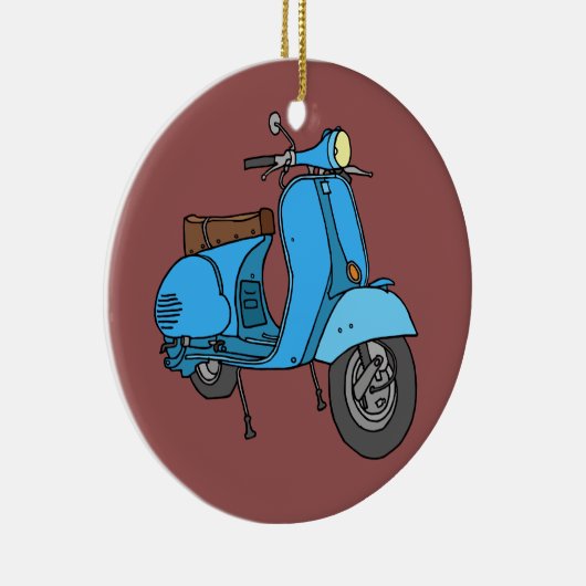 Blauer Motorroller (Vespa) Keramik Ornament (Rechts)