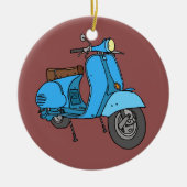 Blauer Motorroller (Vespa) Keramik Ornament (Vorne)