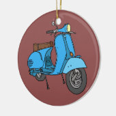 Blauer Motorroller (Vespa) Keramik Ornament (Links)