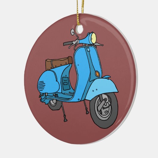 Blauer Motorroller (Vespa) Keramik Ornament (Links)
