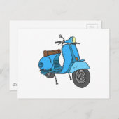 Blauer Motorroller (Vespa) Postkarte (Vorne/Hinten)