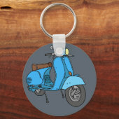 Blauer Motorroller (Vespa) Schlüsselanhänger (Vorderseite)