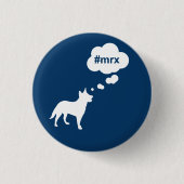 Blauer #mrx und Hundknopf Button (Vorderseite)