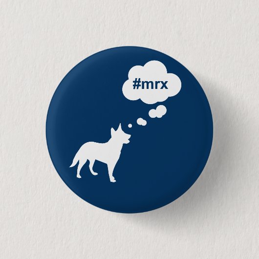 Blauer #mrx und Hundknopf Button (Vorderseite)