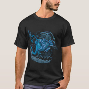Blauer mürrischer Fisch T-Shirt