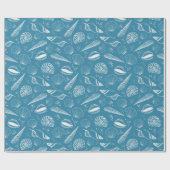 Blauer Muschelmeer Geschenkpapier (Flach)